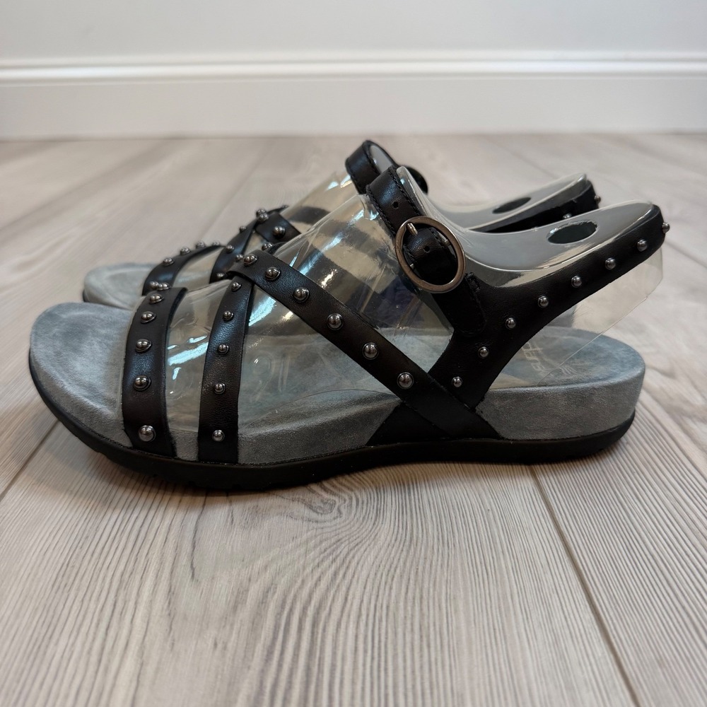 NEW Dansko Brigitte Black Full Grain Leather Studded Strappy Sandals 38 US 8